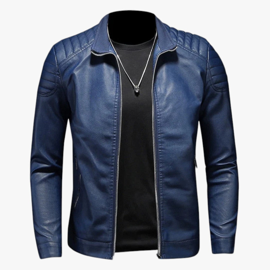 Miles & Luna Casual Leather Coat With Metallic Color For Men