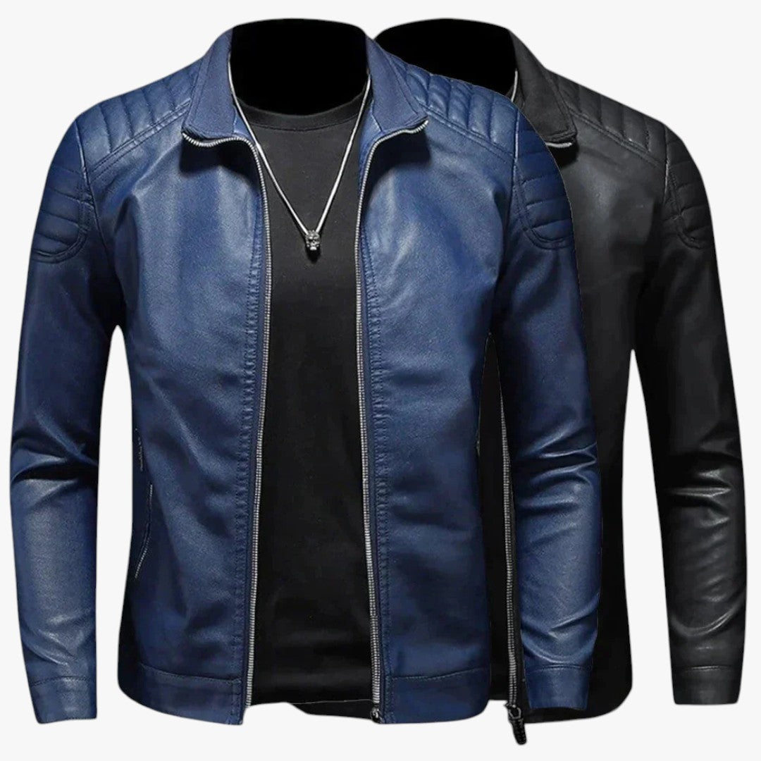 Miles & Luna Casual Leather Coat With Metallic Color For Men