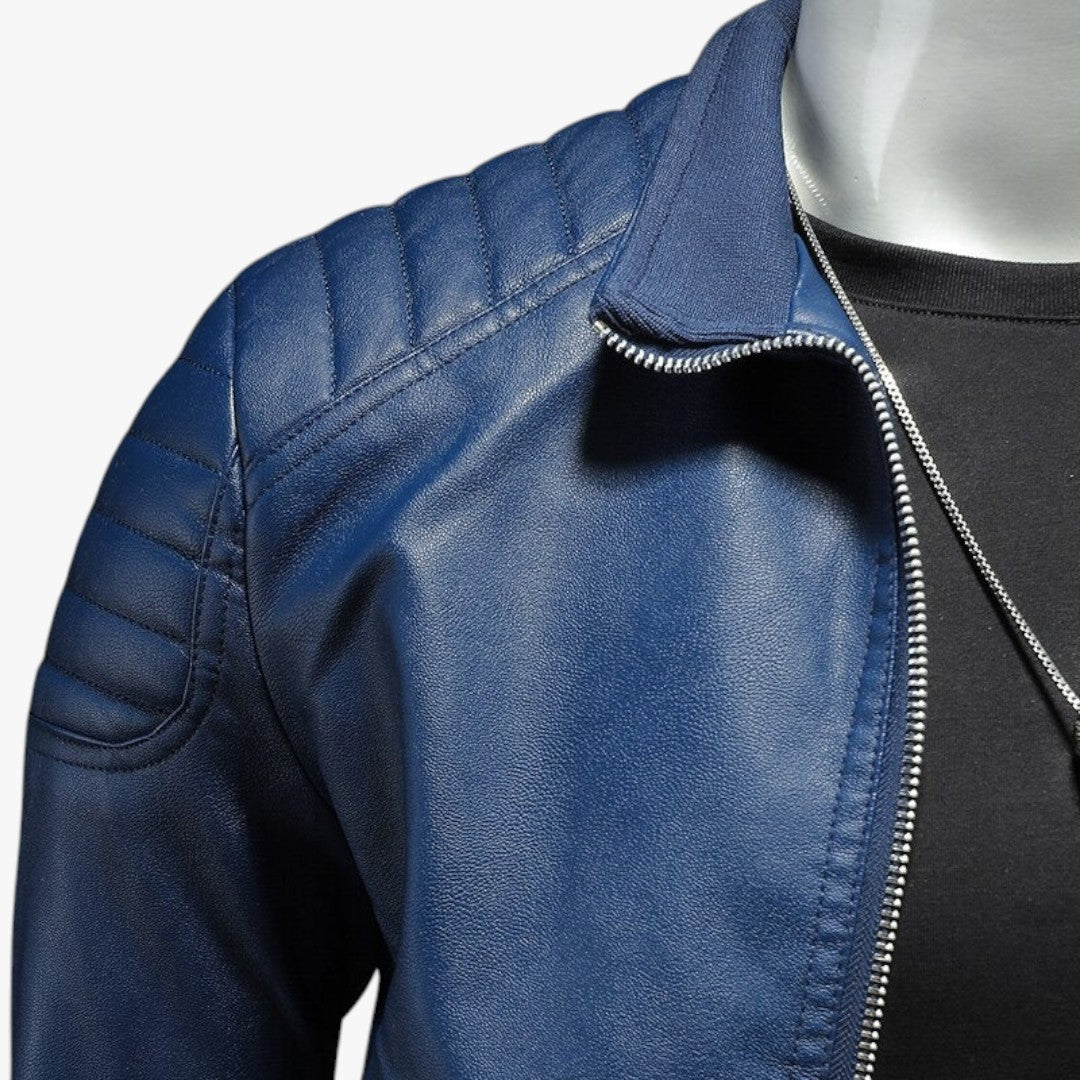 Miles & Luna Casual Leather Coat With Metallic Color For Men
