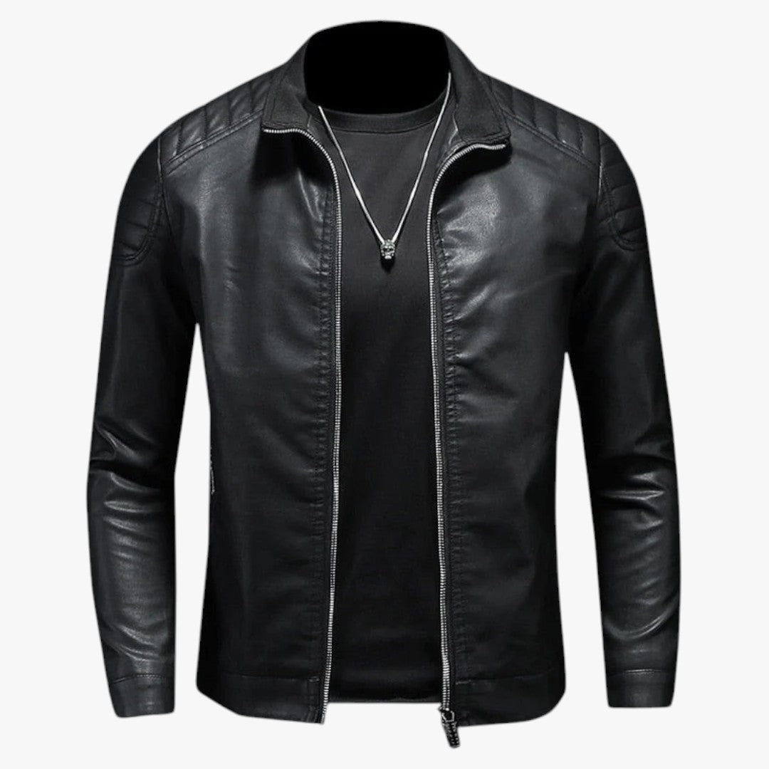 Miles & Luna Casual Leather Coat With Metallic Color For Men