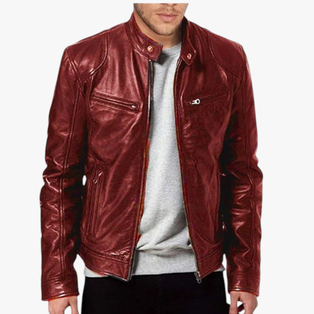 Miles & Luna Casual Leather Jacket Casual Fit For Men