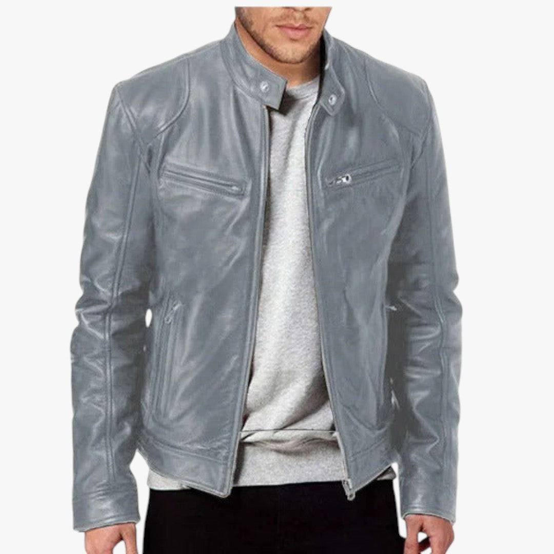 Miles & Luna Casual Leather Jacket Casual Fit For Men