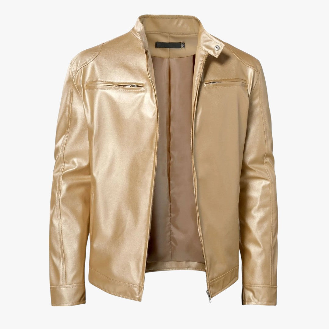 Miles & Luna Casual Leather Jacket Casual Fit For Men