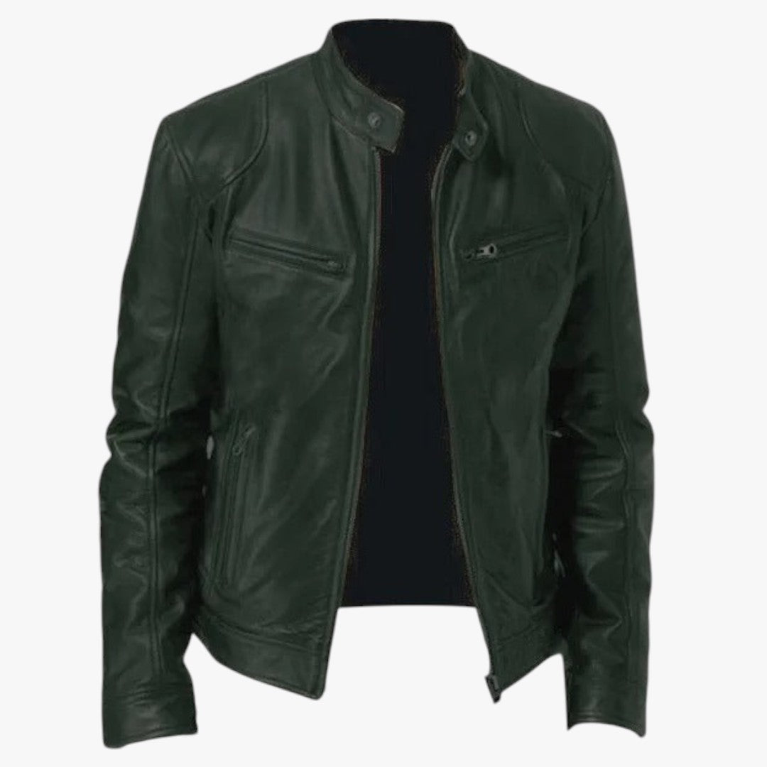 Miles & Luna Casual Leather Jacket Casual Fit For Men