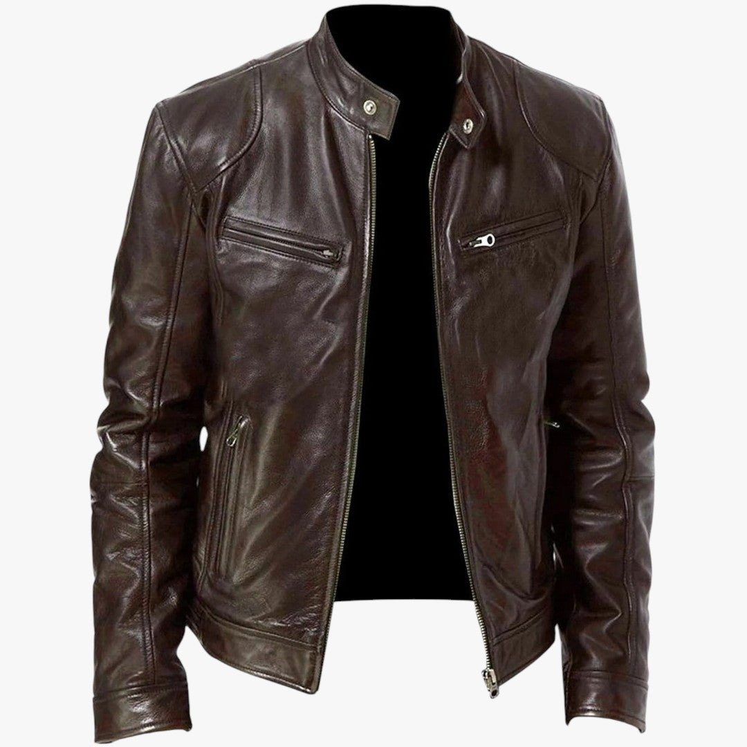Miles & Luna Casual Leather Jacket Casual Fit For Men