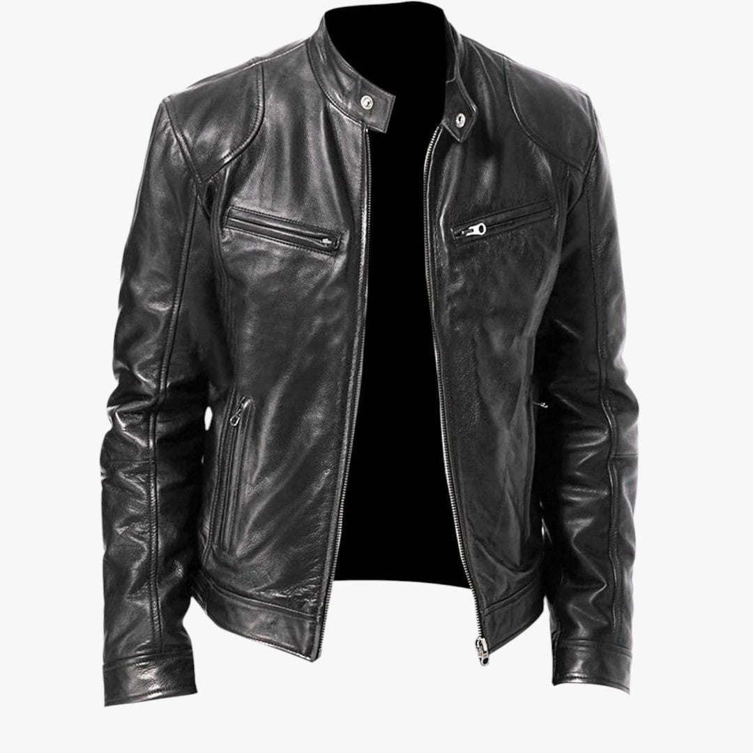 Miles & Luna Casual Leather Jacket Casual Fit For Men