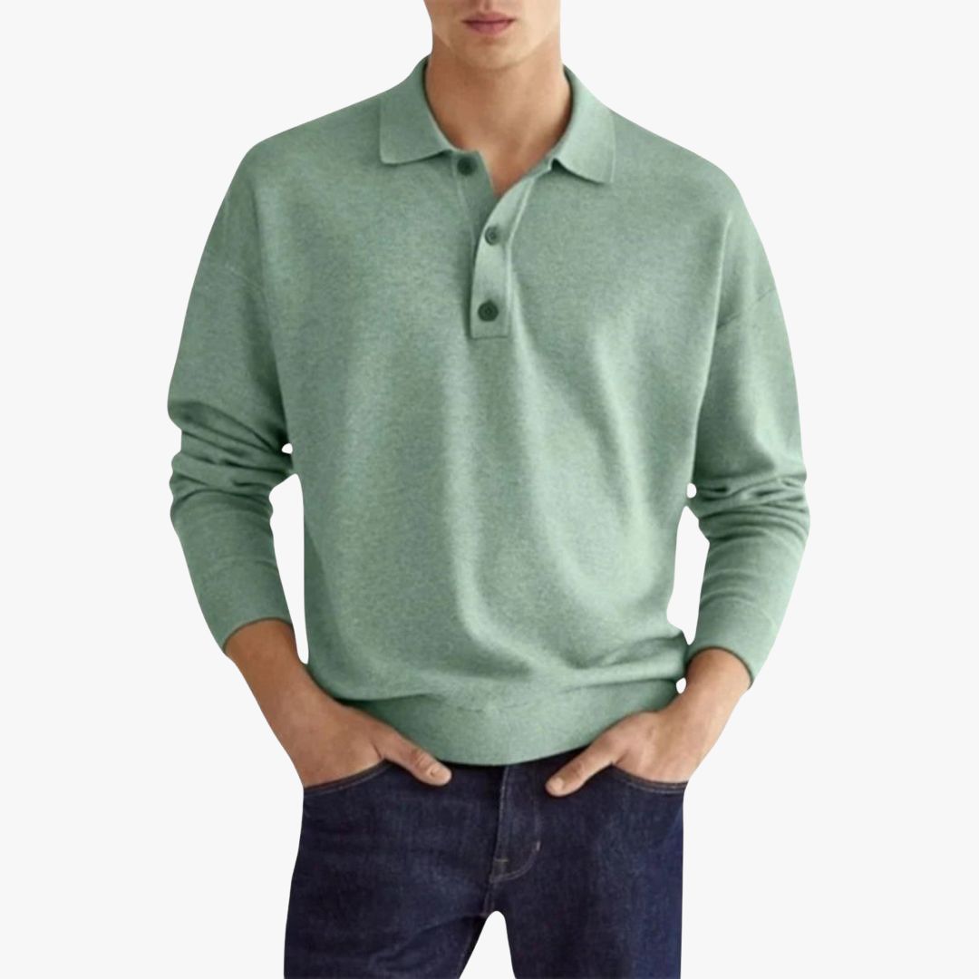 Miles & Luna | Casual Long Sleeve Polo Shirt - Lightweight Pullover