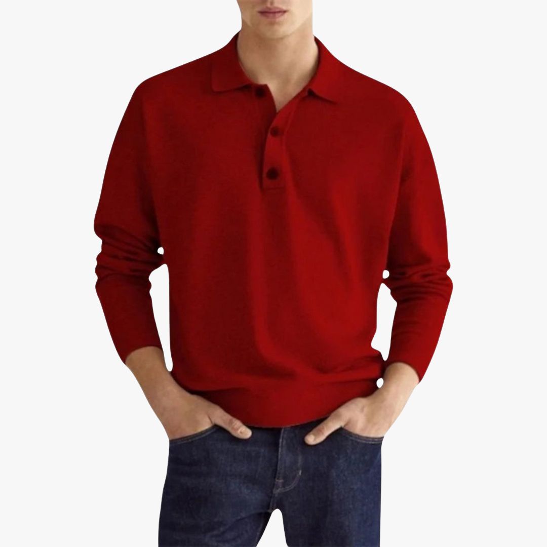 Miles & Luna | Casual Long Sleeve Polo Shirt - Lightweight Pullover