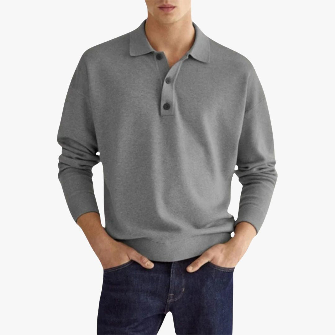 Miles & Luna | Casual Long Sleeve Polo Shirt - Lightweight Pullover