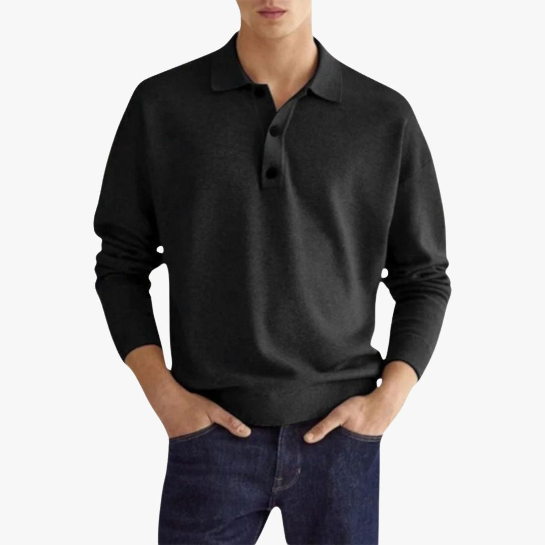 Miles & Luna | Casual Long Sleeve Polo Shirt - Lightweight Pullover