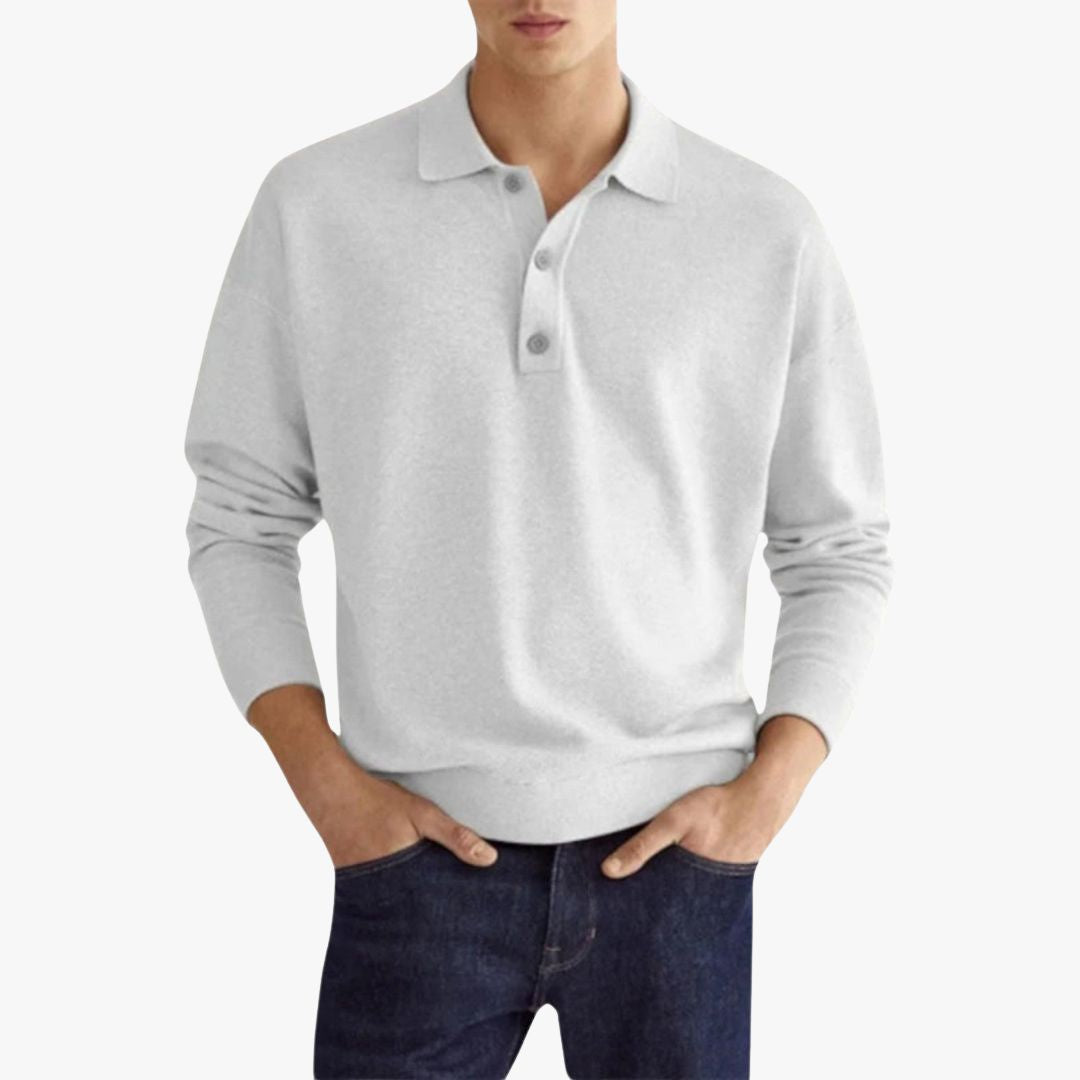 Miles & Luna | Casual Long Sleeve Polo Shirt - Lightweight Pullover