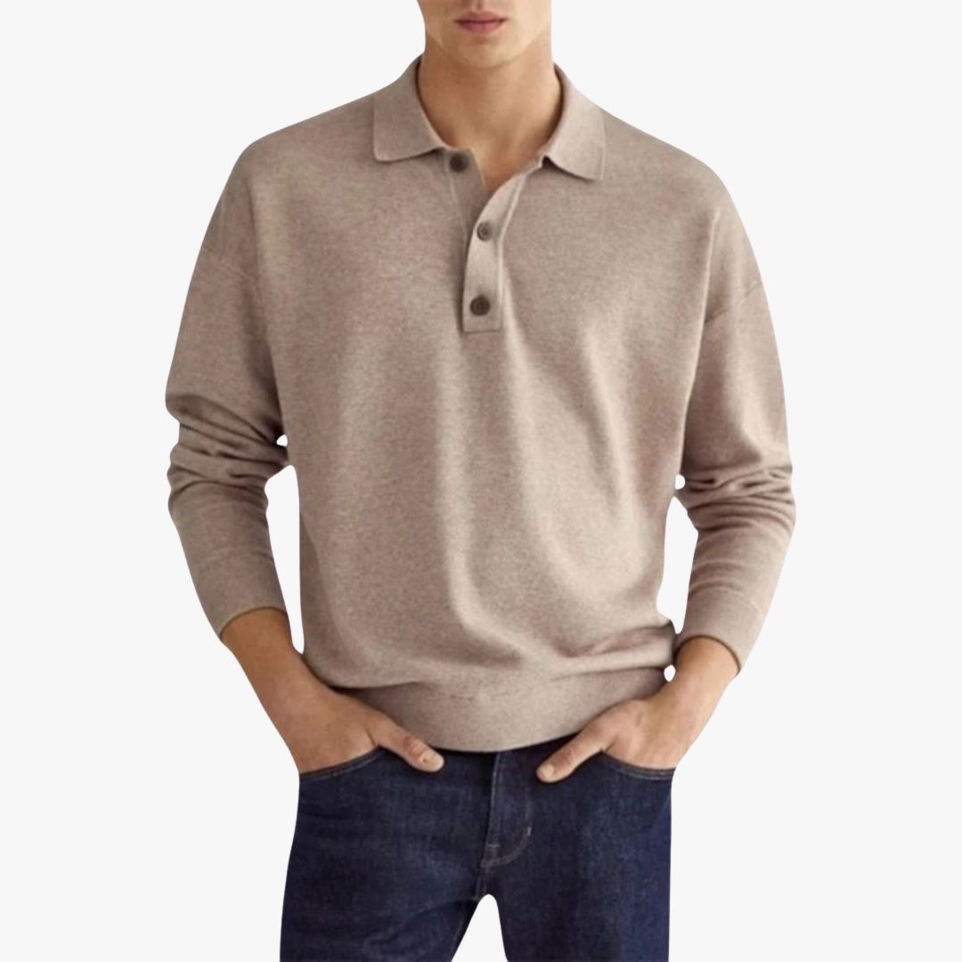 Miles & Luna | Casual Long Sleeve Polo Shirt - Lightweight Pullover