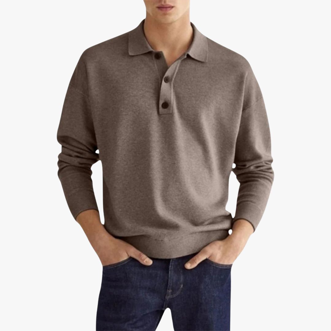 Miles & Luna | Casual Long Sleeve Polo Shirt - Lightweight Pullover
