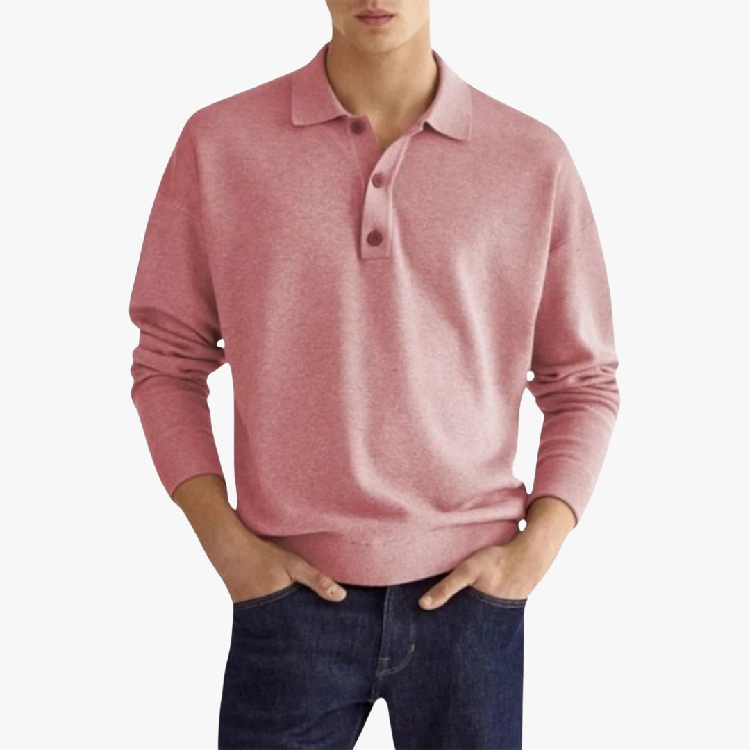 Miles & Luna | Casual Long Sleeve Polo Shirt - Lightweight Pullover