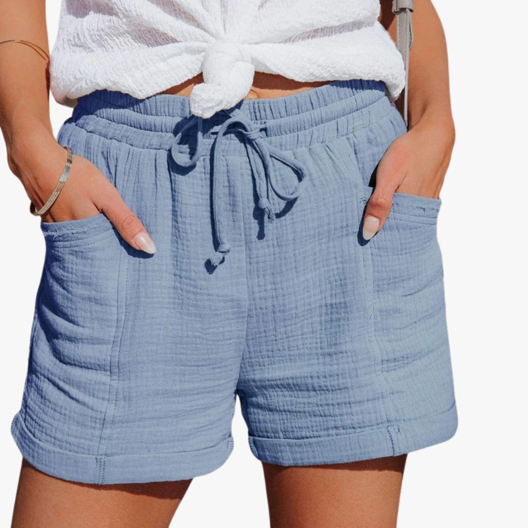 Miles & Luna Casual Shorts Lightweight Breathable Fabric Elastic Waist with Drawstring Relaxed Fit for Women