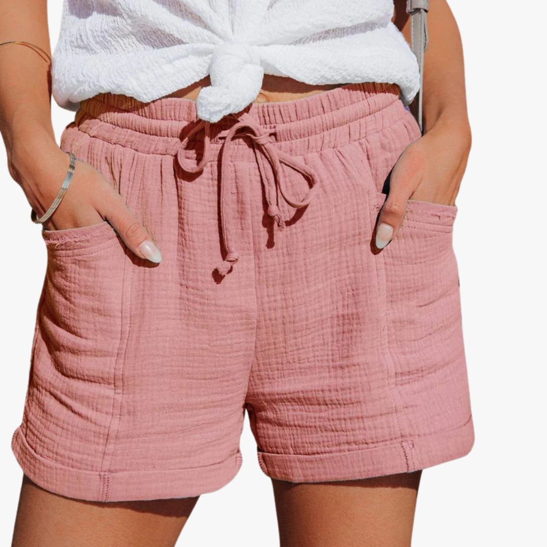 Miles & Luna Casual Shorts Lightweight Breathable Fabric Elastic Waist with Drawstring Relaxed Fit for Women
