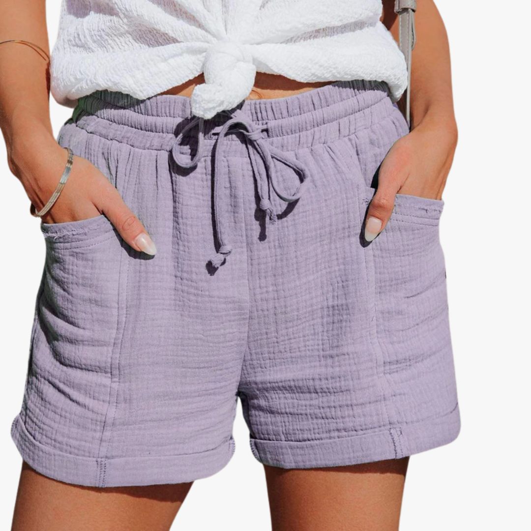 Miles & Luna Casual Shorts Lightweight Breathable Fabric Elastic Waist with Drawstring Relaxed Fit for Women