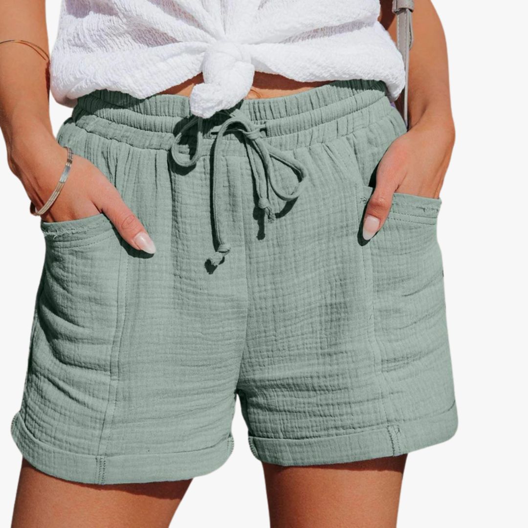 Miles & Luna Casual Shorts Lightweight Breathable Fabric Elastic Waist with Drawstring Relaxed Fit for Women