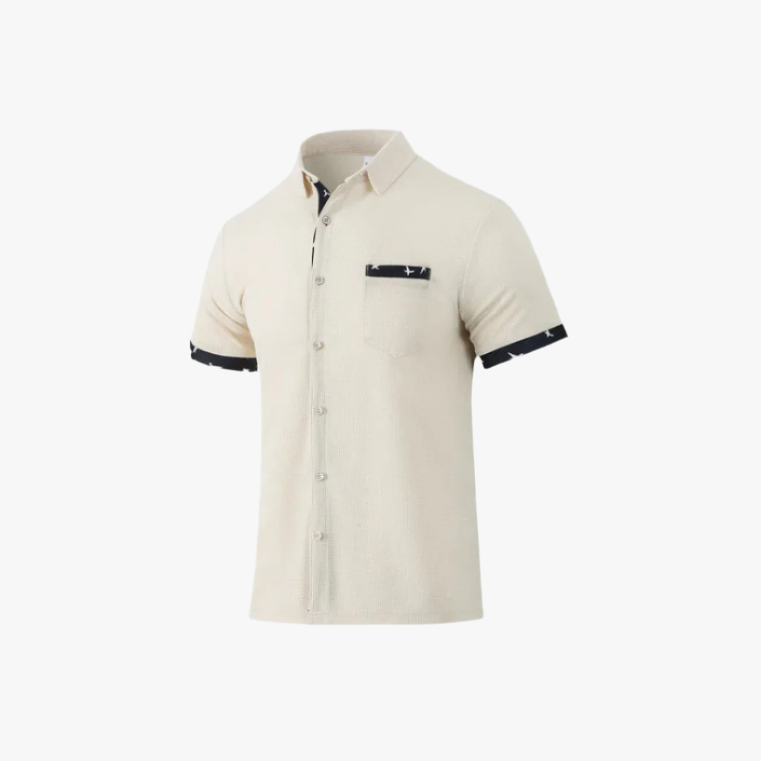 Miles & Luna | Casual Summer Shirt – Men's Short-Sleeve Button-Down with Contrast Details