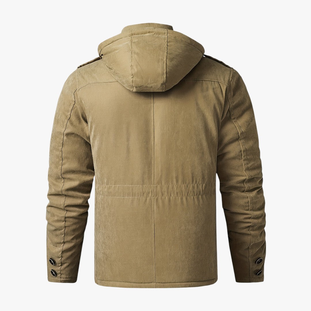 Miles & Luna Casual Warm Fleece Multi Pocket Hooded Cargo Jacket for Men