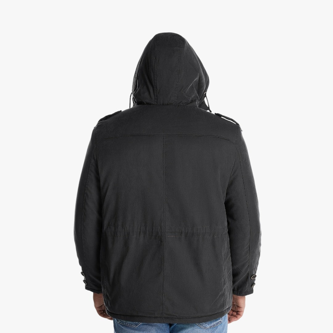 Miles & Luna Casual Warm Fleece Multi Pocket Hooded Cargo Jacket for Men