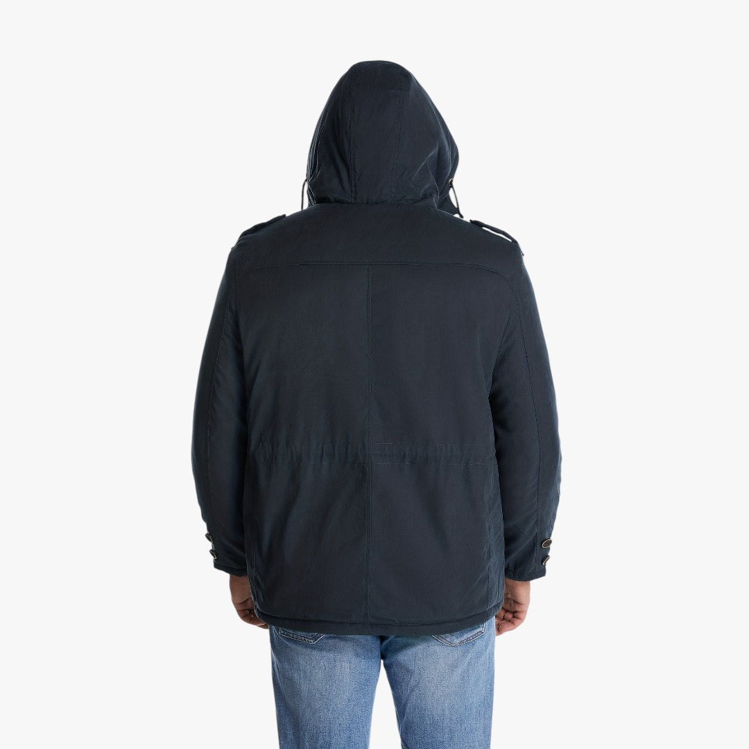 Miles & Luna Casual Warm Fleece Multi Pocket Hooded Cargo Jacket for Men