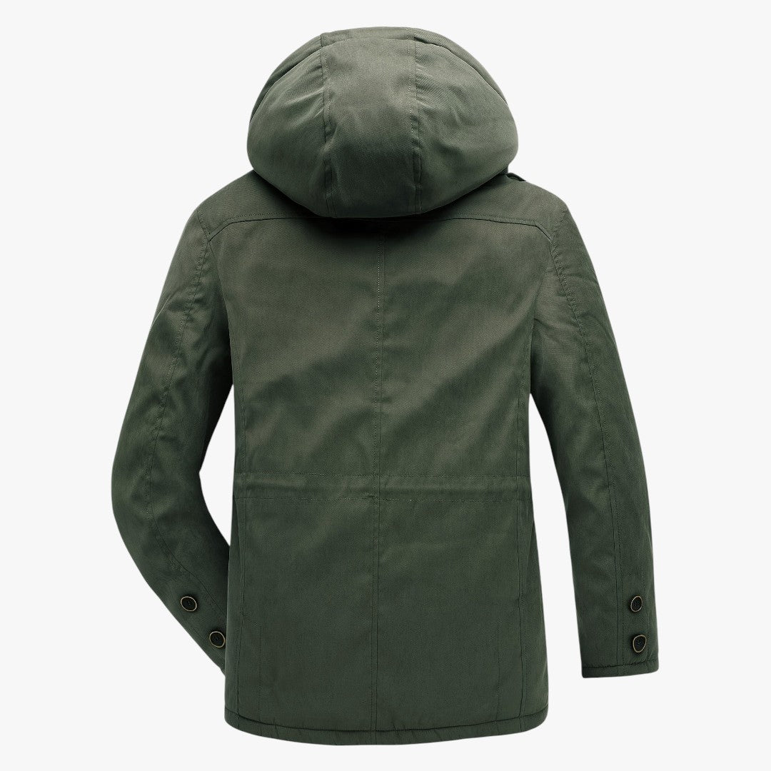 Miles & Luna Casual Warm Fleece Multi Pocket Hooded Cargo Jacket for Men