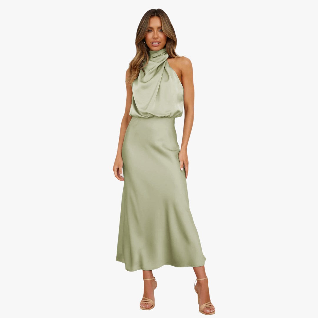 Miles & Luna Chic Satin Maxi Dress for Women