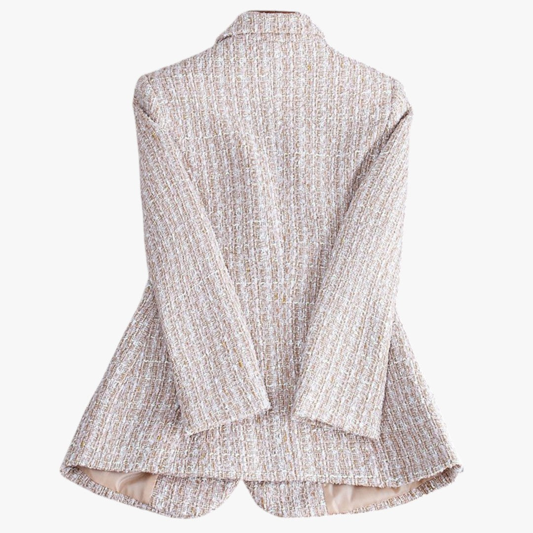 Miles & Luna Chic Tweed Blazer with Pockets and Button for Women