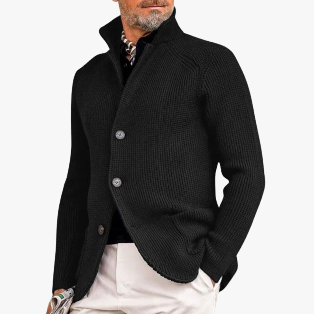Miles & Luna | Classic Button-Up Sweater with Ribbed Design for Men
