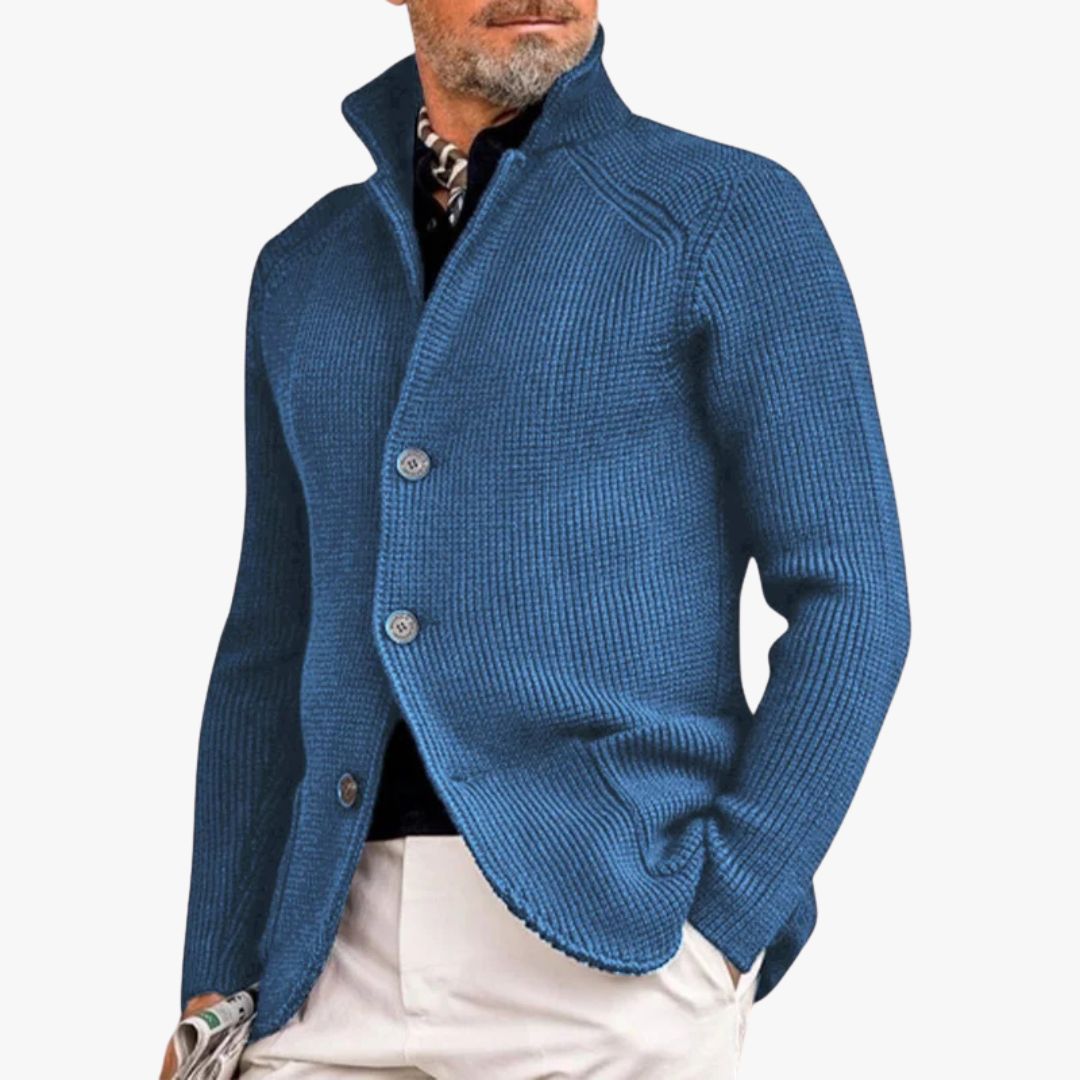 Miles & Luna | Classic Button-Up Sweater with Ribbed Design for Men