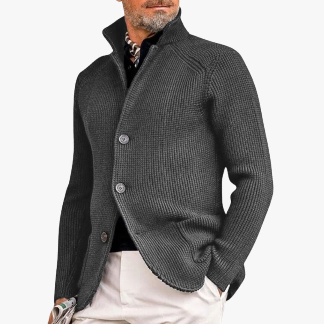 Miles & Luna | Classic Button-Up Sweater with Ribbed Design for Men