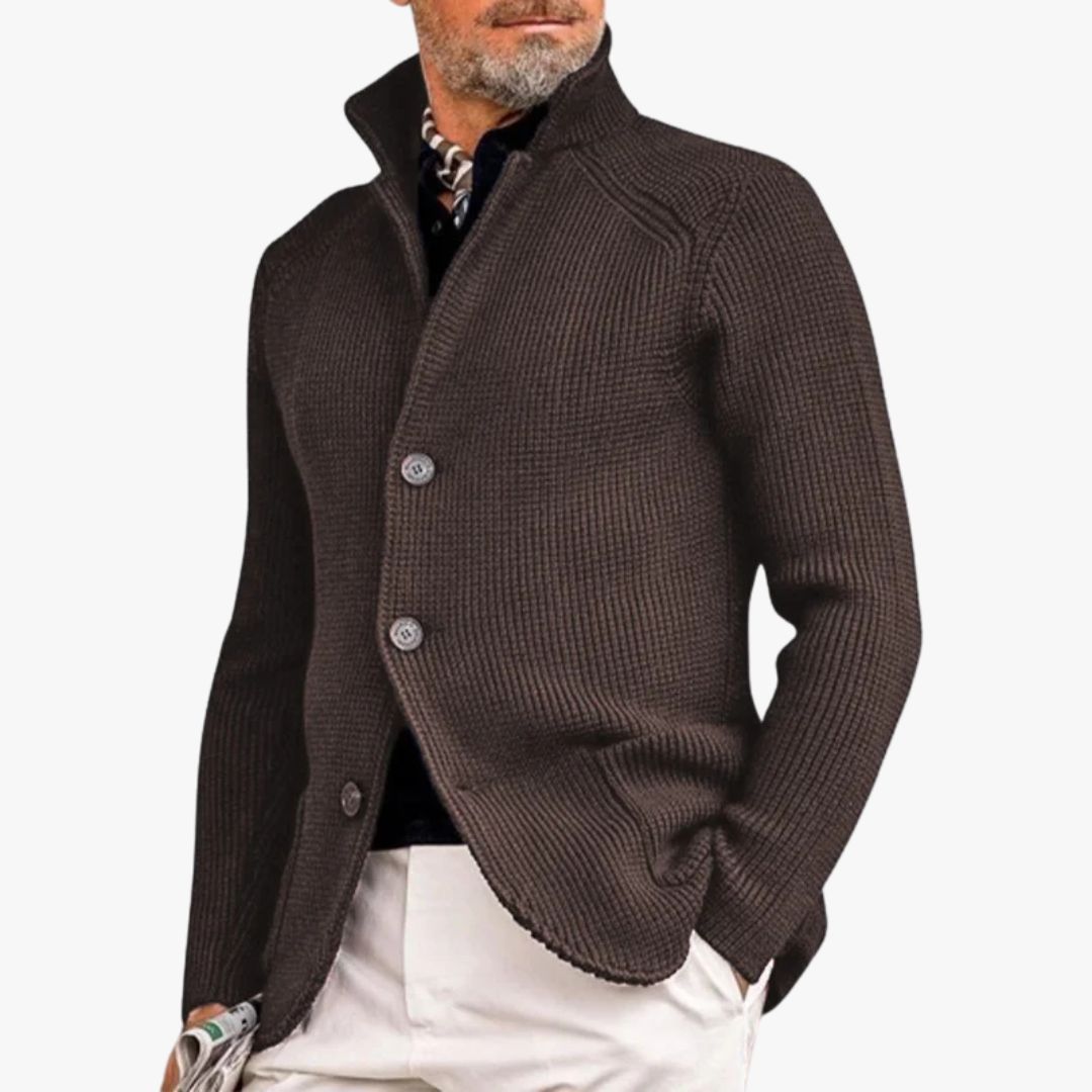 Miles & Luna | Classic Button-Up Sweater with Ribbed Design for Men