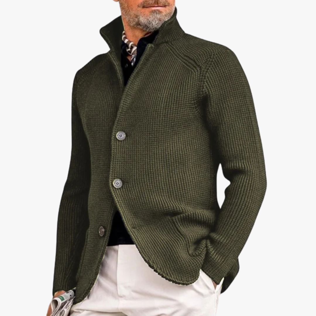 Miles & Luna | Classic Button-Up Sweater with Ribbed Design for Men