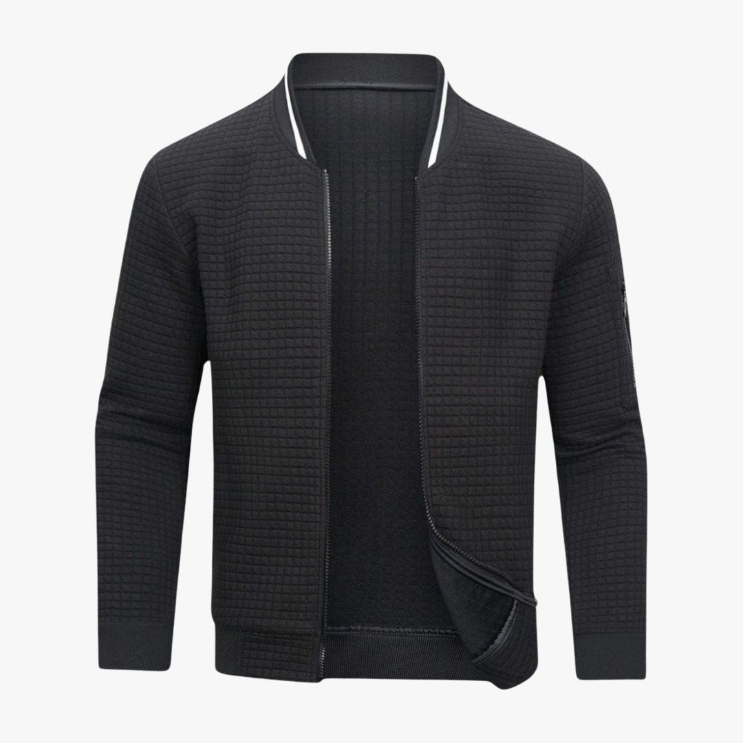 Miles & Luna | Classic Checkered Zipper Vest Quilted Bomber Jacket for Men