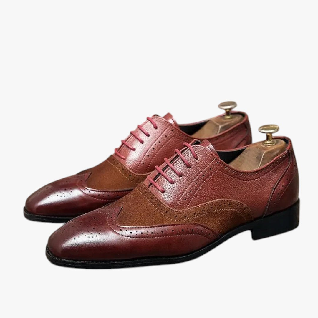 Miles & Luna Classic Leather Shoes with Wingtip and Brogue Details for Men