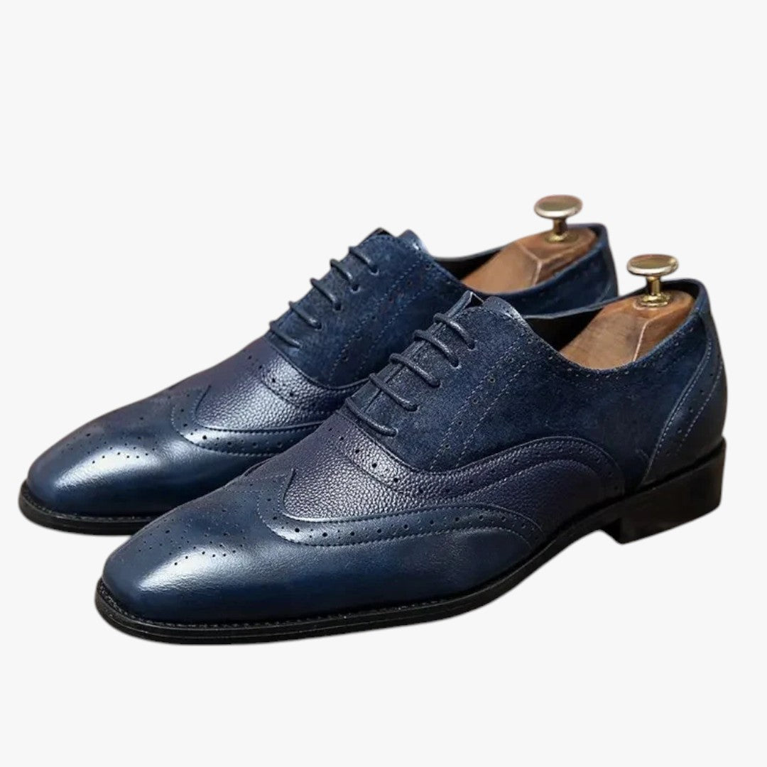 Miles & Luna Classic Leather Shoes with Wingtip and Brogue Details for Men