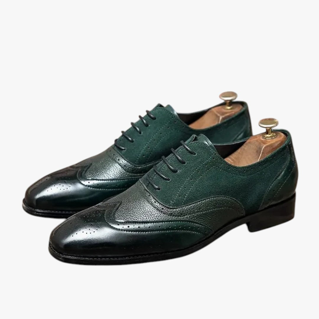 Miles & Luna Classic Leather Shoes with Wingtip and Brogue Details for Men