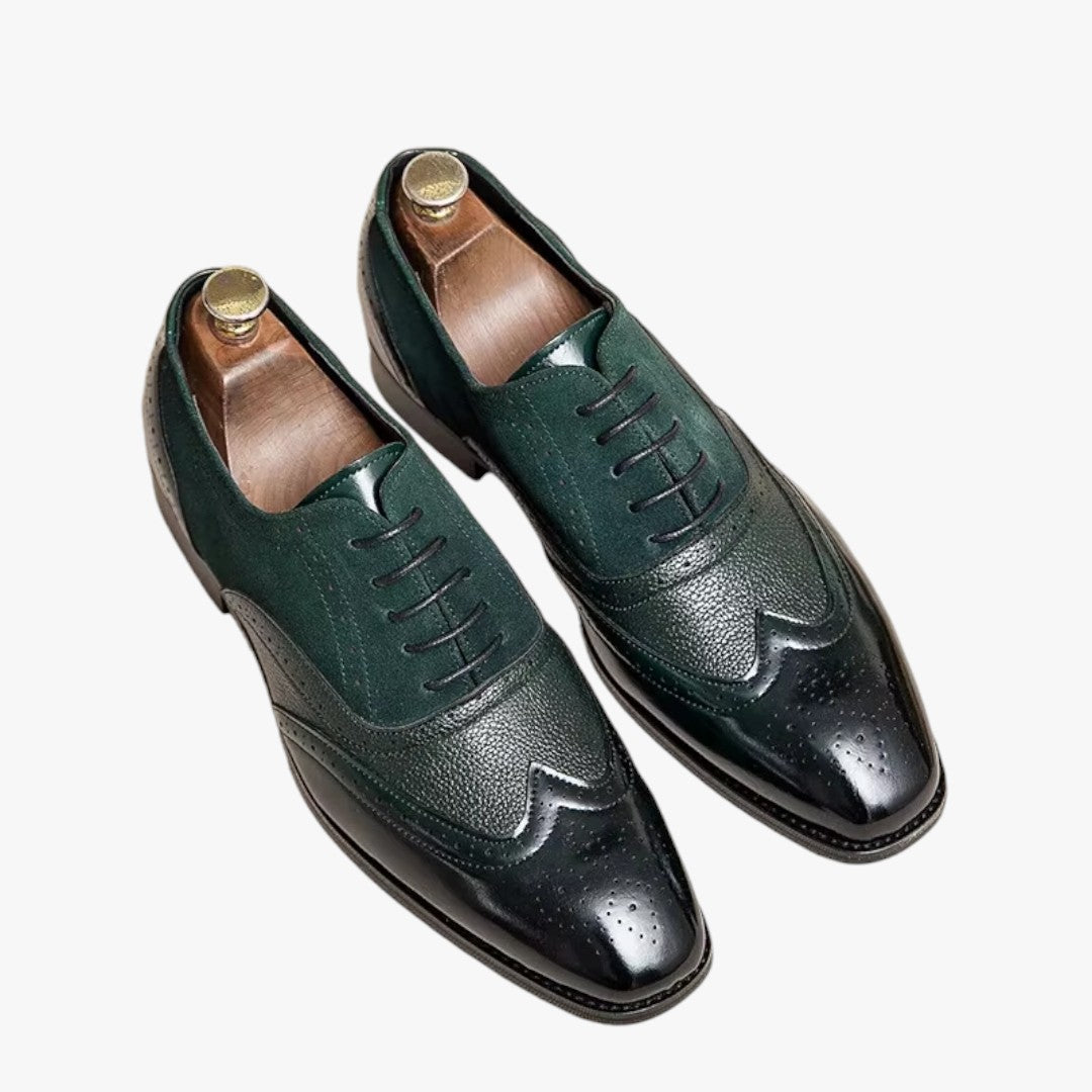 Miles & Luna Classic Leather Shoes with Wingtip and Brogue Details for Men