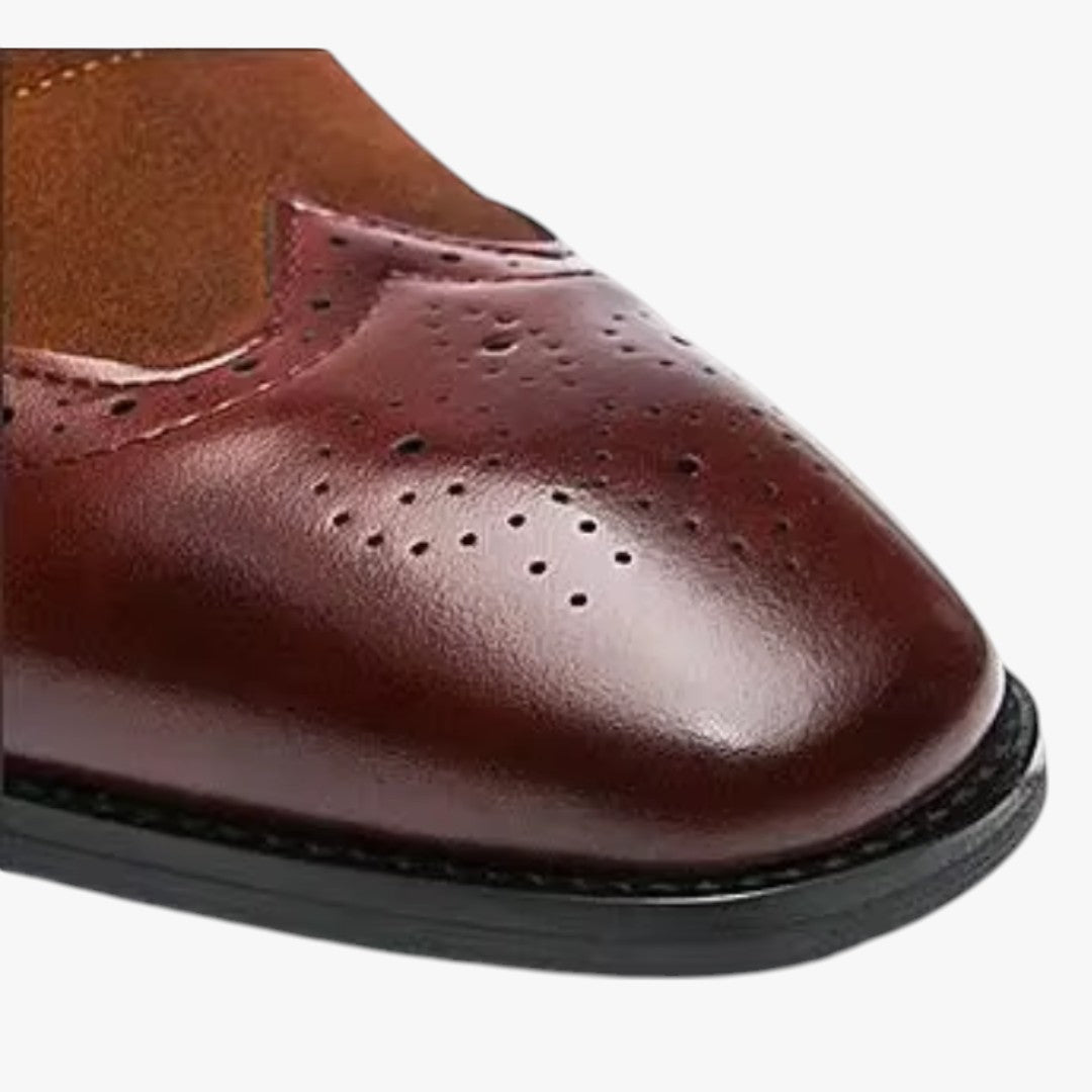 Miles & Luna Classic Leather Shoes with Wingtip and Brogue Details for Men