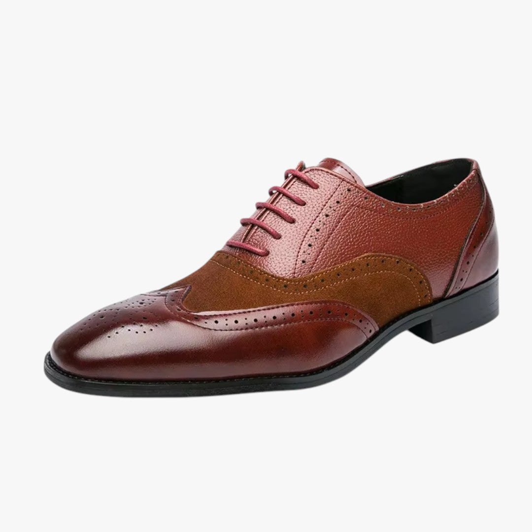 Miles & Luna Classic Leather Shoes with Wingtip and Brogue Details for Men