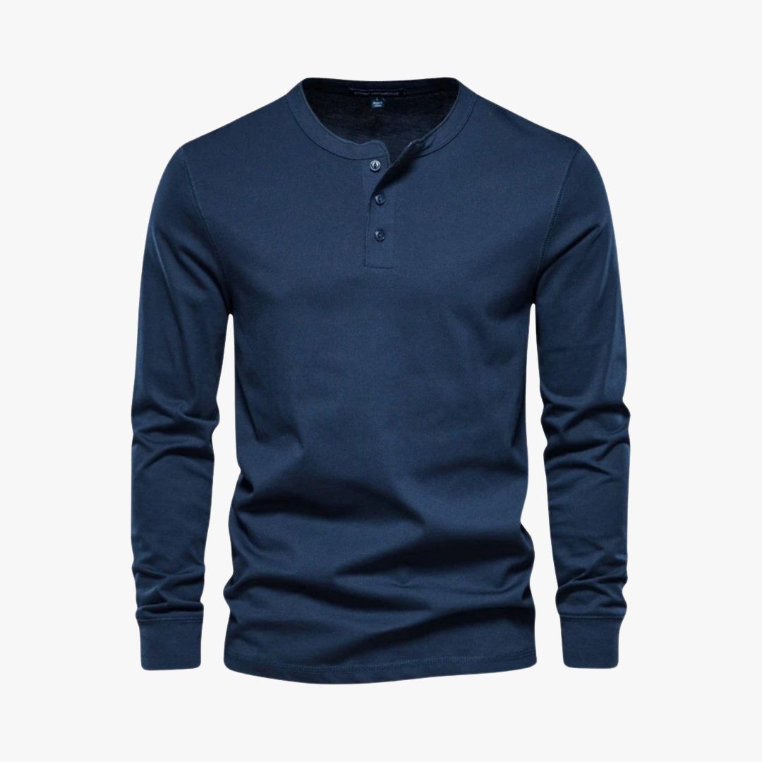Miles & Luna | Classic Long Sleeve Henley Premium Pique Cotton T-Shirt