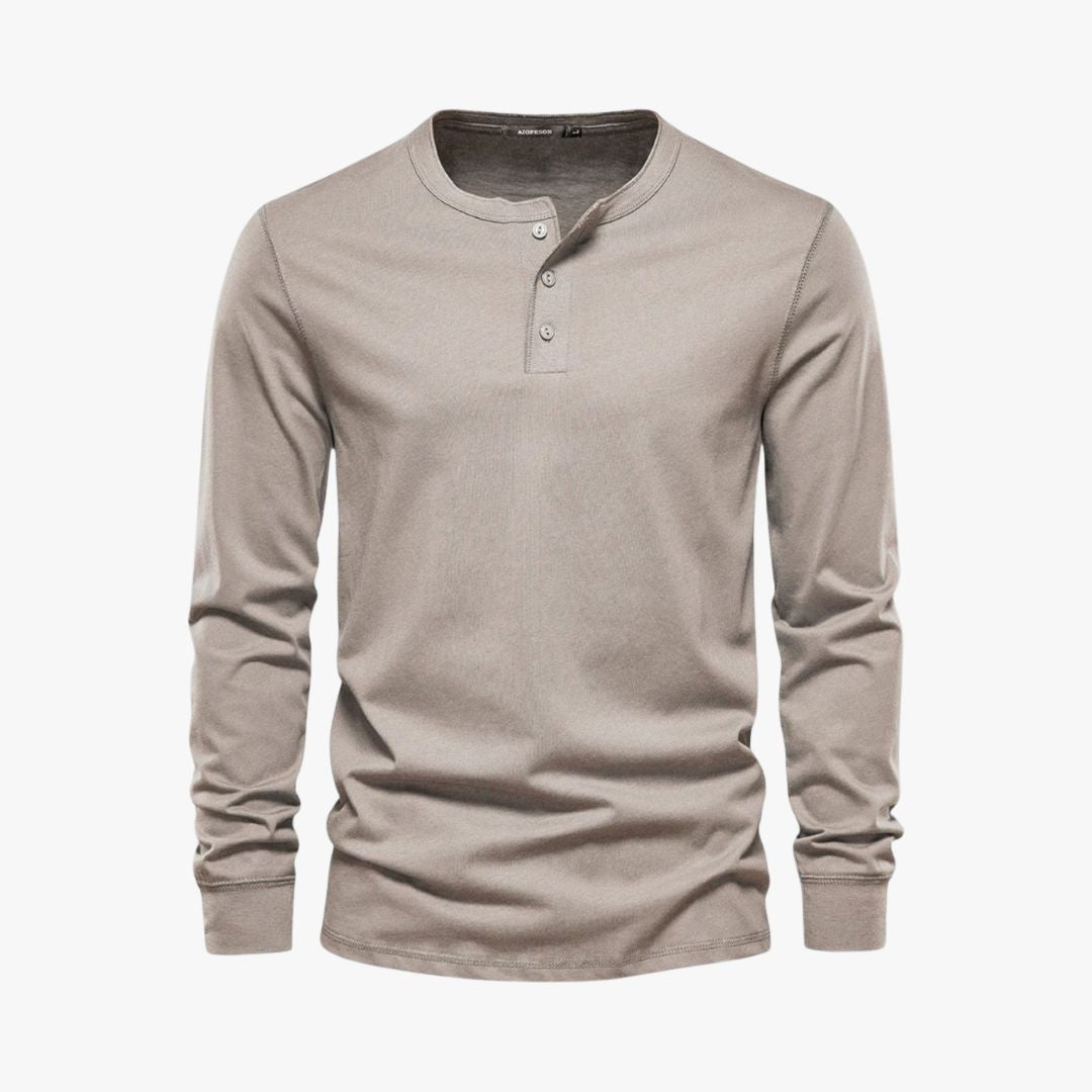 Miles & Luna | Classic Long Sleeve Henley Premium Pique Cotton T-Shirt