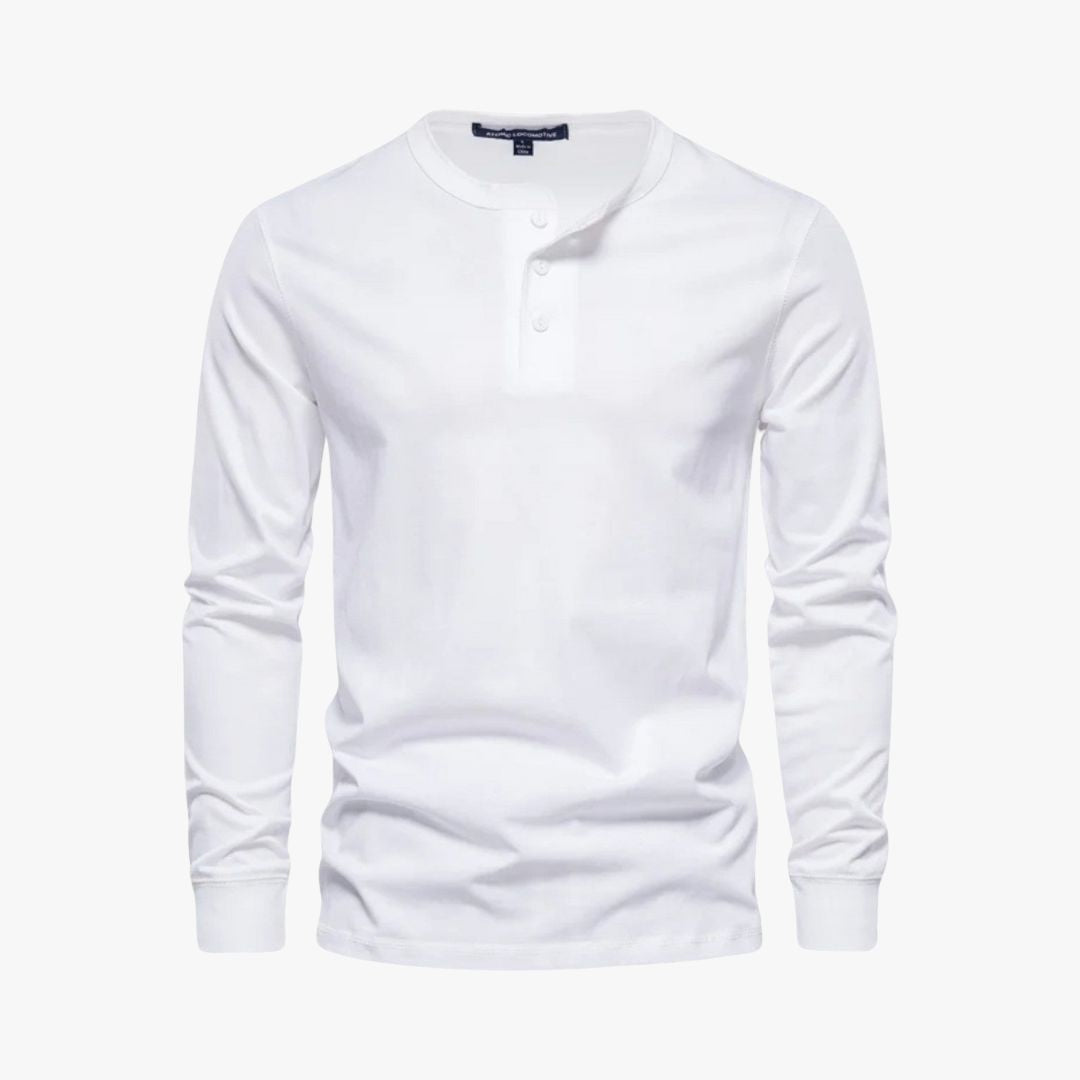 Miles & Luna | Classic Long Sleeve Henley Premium Pique Cotton T-Shirt