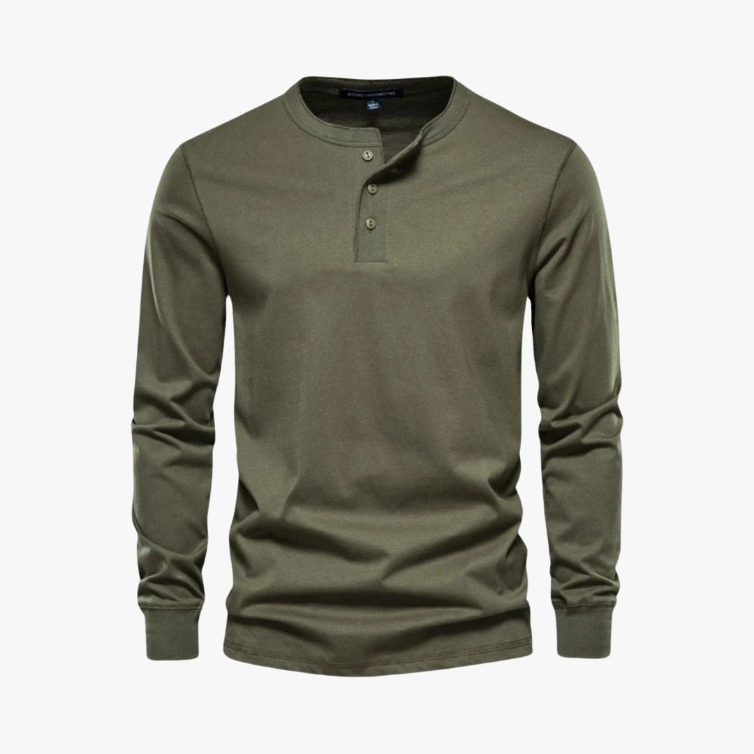 Miles & Luna | Classic Long Sleeve Henley Premium Pique Cotton T-Shirt