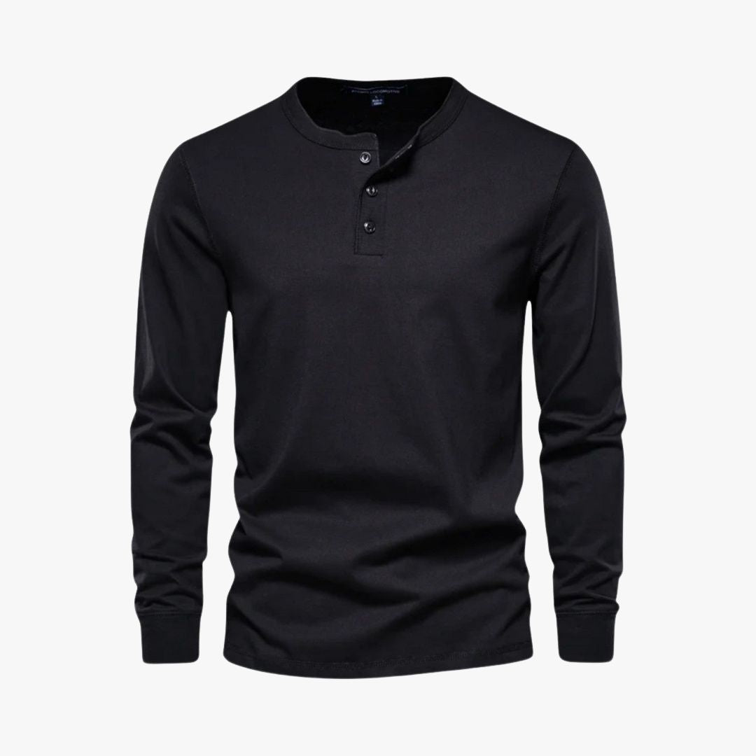 Miles & Luna | Classic Long Sleeve Henley Premium Pique Cotton T-Shirt