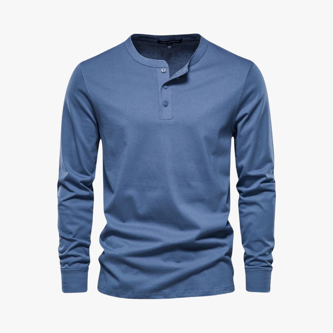 Miles & Luna | Classic Long Sleeve Henley Premium Pique Cotton T-Shirt