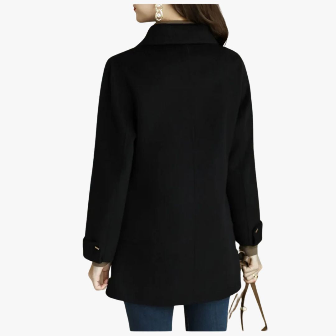 Miles & Luna Classic Petite Trench Coat with Pointed Collar for Women