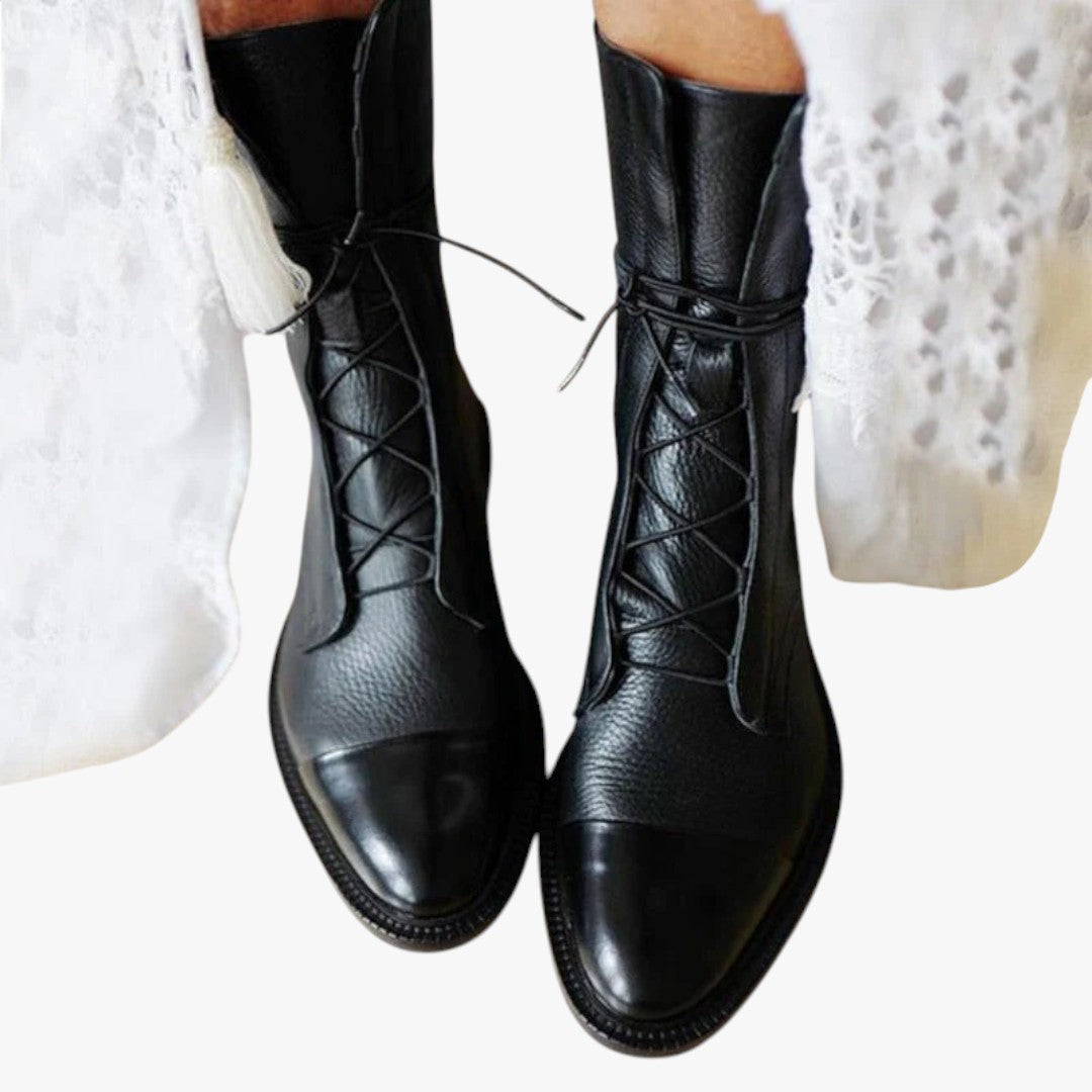 Miles & Luna Classic Stylish Smooth Leather Ankle Boots for Women