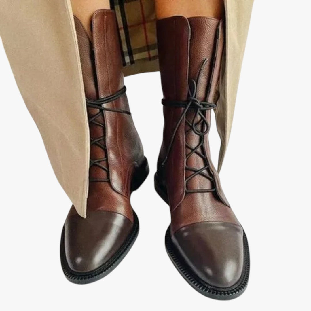 Miles & Luna Classic Stylish Smooth Leather Ankle Boots for Women